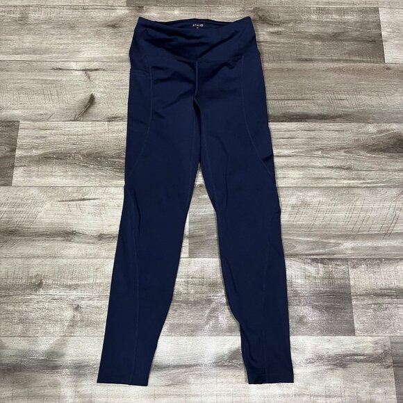Athlio Athletic High Rise 7/8 Ankle Pocket Yoga Pants Navy Blue Women’s Size M - Picture 1 of 8